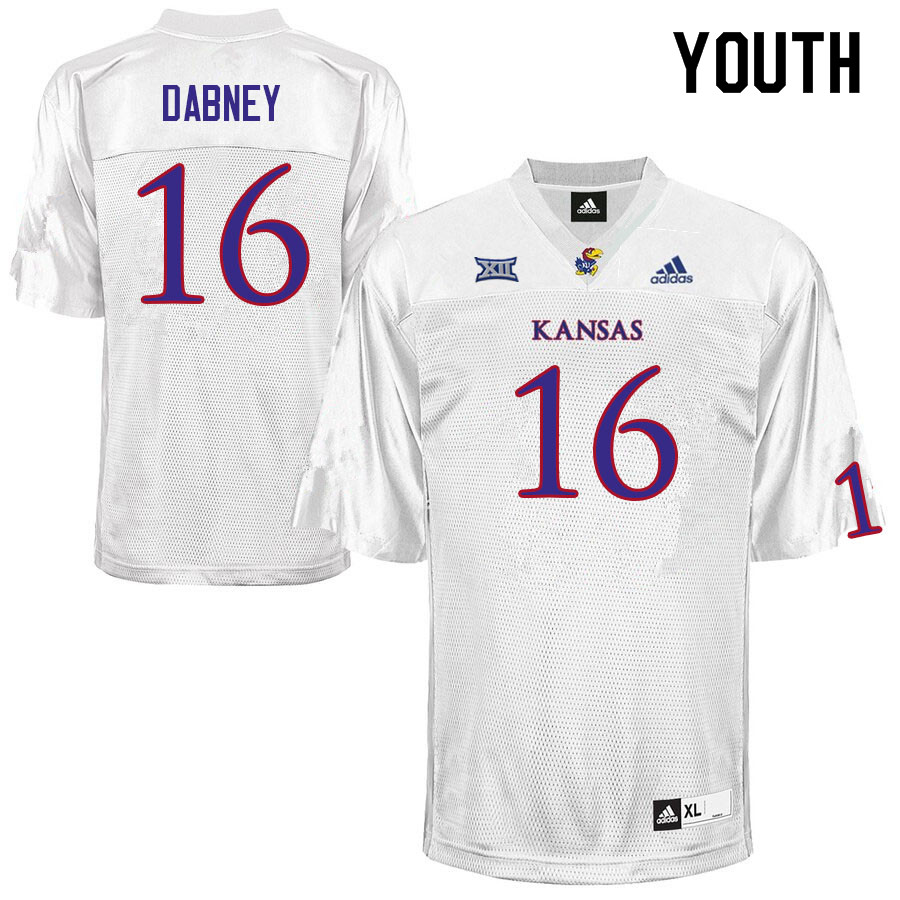 Youth #16 Cam'Ron Dabney Kansas Jayhawks College Football Jerseys Sale-White
